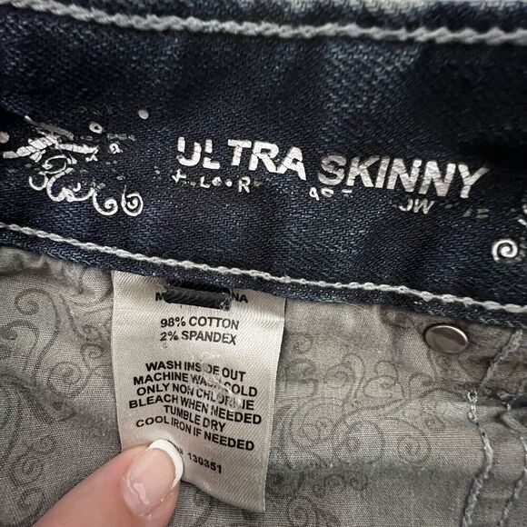 Express Womens Jeans 8s Blue Stretch Super Skinny Supersoft Dark Wash Low Rise‎ - Picture 5 of 8